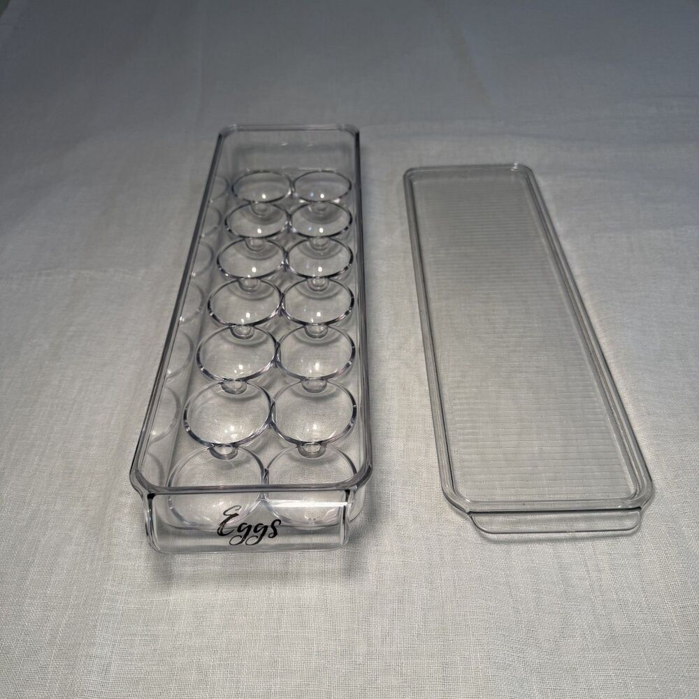 Clear Acrylic Egg Storage Container Lid 14 Count Custom Fridge Organizer Bin